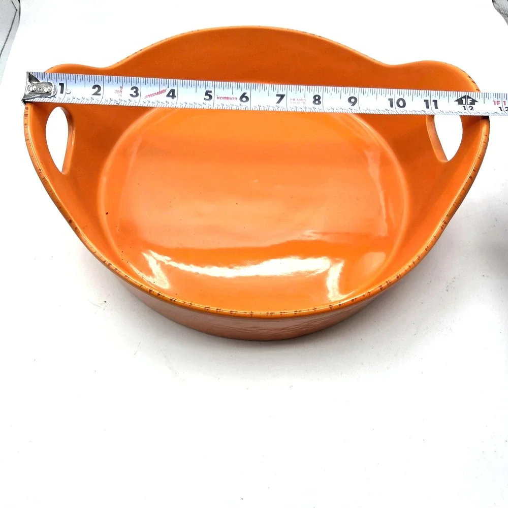 CHEFS 3-Piece Round Stoneware Set Blue Yellow Orange 1.2 qt-2.5 qt-3.5 qt.